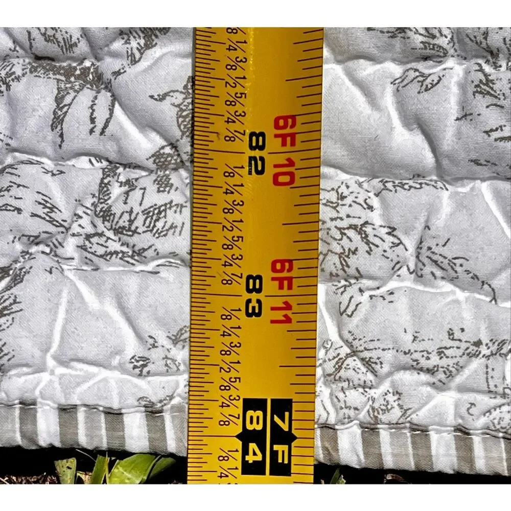 PINE CONE HILL Gray & White Toile Quilted Bedspread